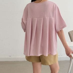 뒷 주름 여름 반팔 핀턱 셔링 A라인 블라우스 빅사이즈 티셔츠 a106_P420740337