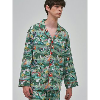 이루시다 텐셀 모달 캣츠인더가든 패턴 긴팔 세트 남성 잠옷