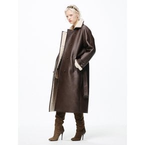 FAUX SHEARING TRENCH LONG COAT_BROWN BEIGE