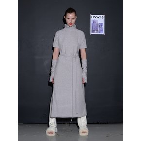 Turtle neck Wrap Long One piece Gray(워머 포함)