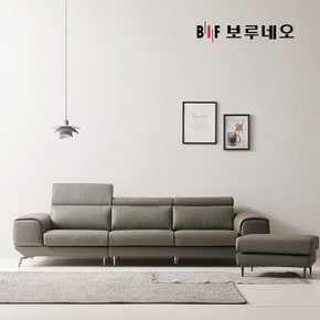 BIF보루네오 디에르 올리브 천연통가죽 3.5인 소파+스툴