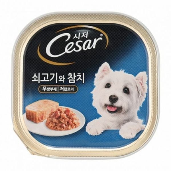 강아지 시저 소고기 참치캔 애견 습식 사료 100g 1P X ( 2매입 )