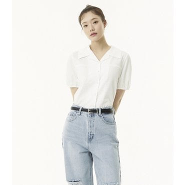 플라스틱아일랜드 오픈카라 요크 블라우스 (PR2WB565)