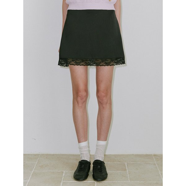 Lace A-line mini Skirt BLACK