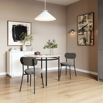  [S머니5%][비밀혜택가]비엔나 세라믹 원형식탁 2인세트 100cm 블랙_체어2EA