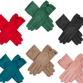 [Dents]Touchsreen Faux Suede Gloves with Bow/ 6 Colours/ 여성장갑/ 6-4260