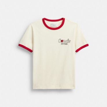 코치 [공식] 하트 링어 티셔츠 CBE94 WHT