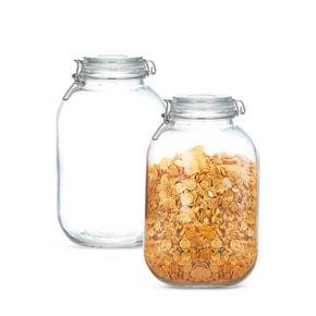 1+1 벨런 유리 밀폐용기 원형 4000ml / 캐니스터 유리병 잼병 원두보관용기