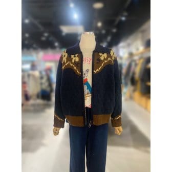 베네통 [여주점] 퀼팅 배색 카라 집업 니트 가디건 (BAKC71461)