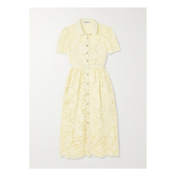 벨트 코드 레이스 미디 드레스 옐로 1647597358036950