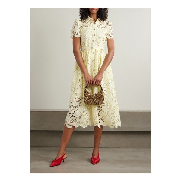 벨트 코드 레이스 미디 드레스 옐로 1647597358036950