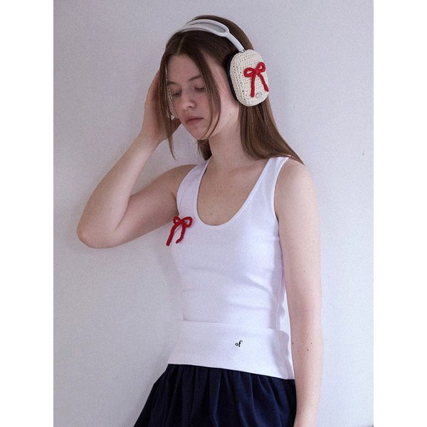 No.200 / Ribbon Crochet AirPods Max Case Cover _ Red