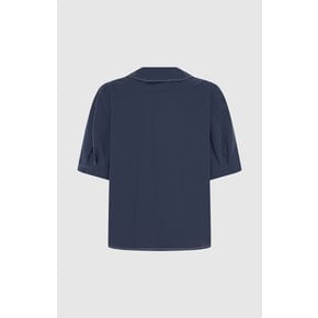 [라인어디션] (N673) 배색 스티치 크롭 셔츠 블라우스(NWBLNE0200)