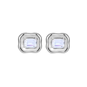 SQUARE BLOOM EARRING_WHITE SILVER