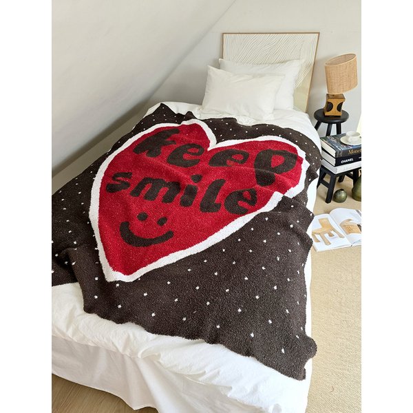 하트 스마일 플란넬 블랭킷
