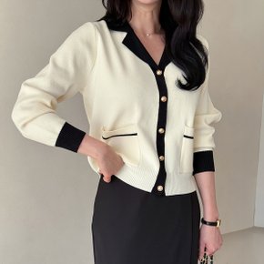 단아한 카라배색 가디건_M2502CD006A