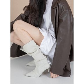 Suede Wrinkle Midi Boots (4colors)