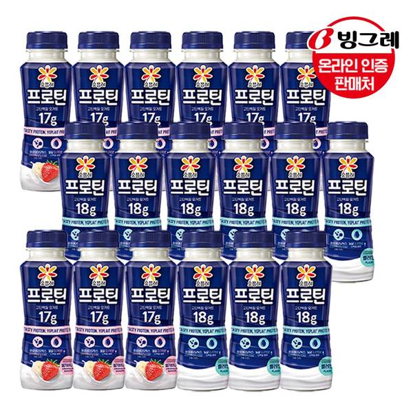 [G]빙그레 요플레 프로틴 드링크 2종 210ml 18개 /마시는 단백질 요거트