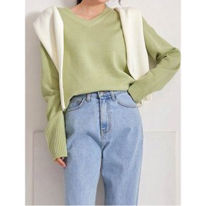 브이넥 심플 데일리 소프트 니트  WIBANT027 _P356424794