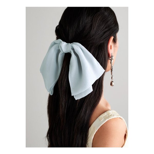 지지 버리스 재클린 보우 장식 크링클 시폰 헤어 클립 라이트 블루 46376663162858096
