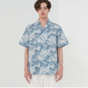 CAMP COLLAR PRINTING SHORT SLEEVE_BLUE