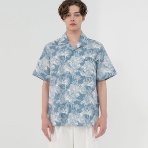 CAMP COLLAR PRINTING SHORT SLEEVE_BLUE