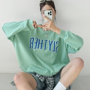 여자 개강룩 오버핏 배색 레터링 대학생 봄 맨투맨