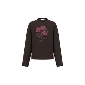 아모멘토 26FW Flower Jacquard Knit Top, Brown