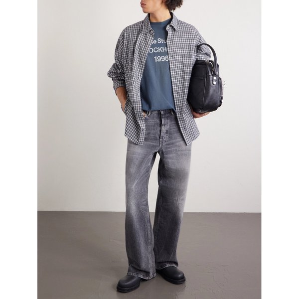 로고 프린트 디스트레스드 코튼 헴프 블렌드 티셔츠 46376663162861398