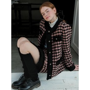 Cest_Pink houndstooth woolen jacket