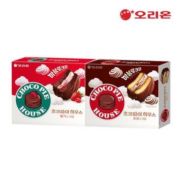 오리온 초코파이하우스 딸기앤크림 12P + 초코앤크림 12P (408g) 각 1개씩