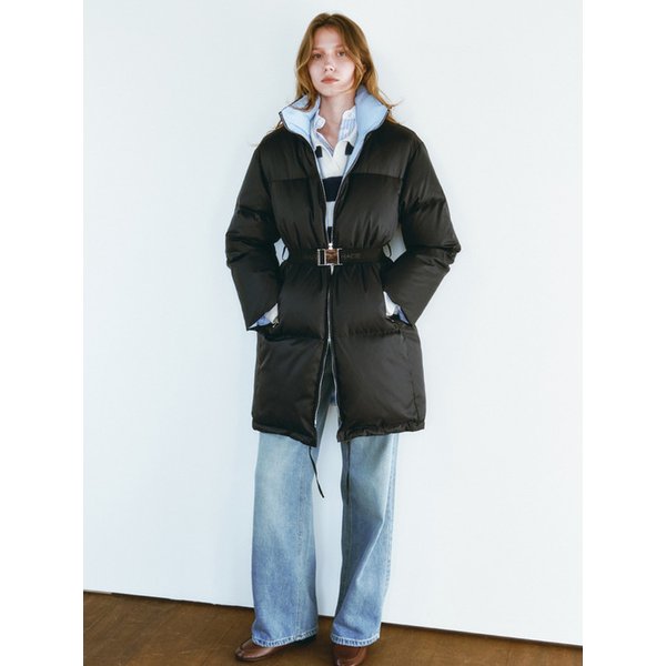 ZIP DETAIL GOOSE DOWN MIDDLE COAT [BLACK]