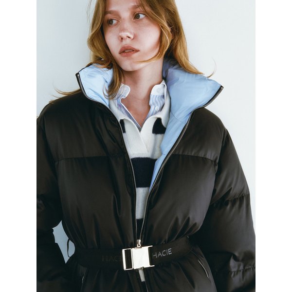 ZIP DETAIL GOOSE DOWN MIDDLE COAT [BLACK]