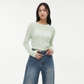 레터링 슬림 레이온 티셔츠 AQ1CT281