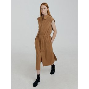 POSH string detail sleeveless dress [brown]