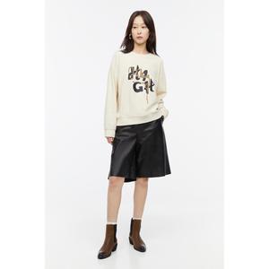 H&M 디자인 스웨트셔츠 라이트 베이지/블랙 1220176002