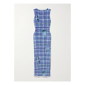 아크네스튜디오 프린트 골지 스트레치 니트 미디 드레스 블루 1647597326702330