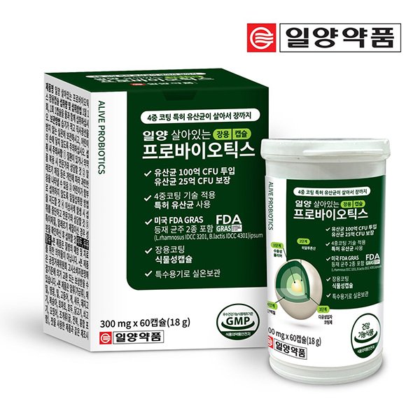 살아있는 프로바이오틱스 장용캡슐 유산균 60캡슐 2개월