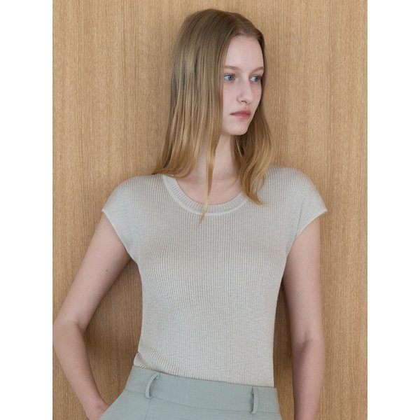 라운드 캡소매 니트 라이트그레이 amr2329