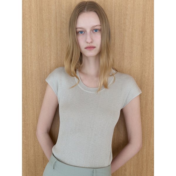 라운드 캡소매 니트 라이트그레이 amr2329