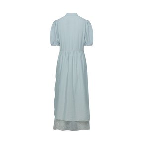 Mint Long Dress with Shirring Detail