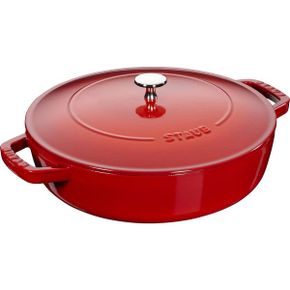 영국 스타우브 냄비 STAUB Cast Iron Saute Pan Chistera Lid Round 28 cm 3.7 L Cherry Red 168