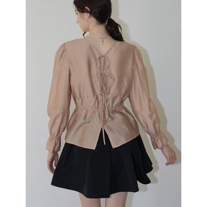 [24FW] Ella Ribbon Gold beige blouse