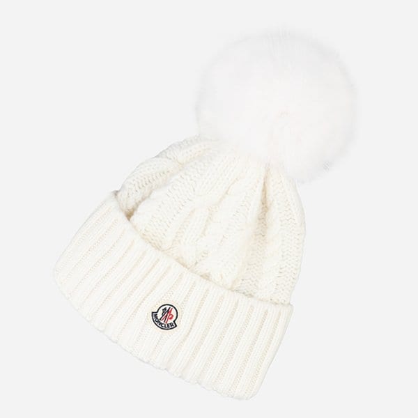 [시흥점] [몽클레어]5F 3B00063 M4506 002 로고 폼폼 울 캐시미어 비니 화이트