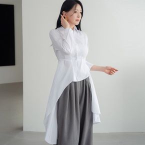 세린 셔링주름 언발 롱셔츠_P421139325