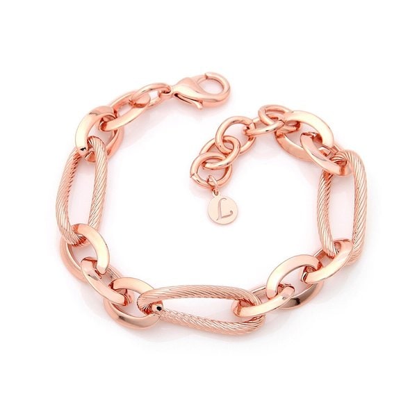 슈에뜨 14KGP 로즈골드 데일리 심플 꼬임 라운드 볼드 체인 패션 팔찌
