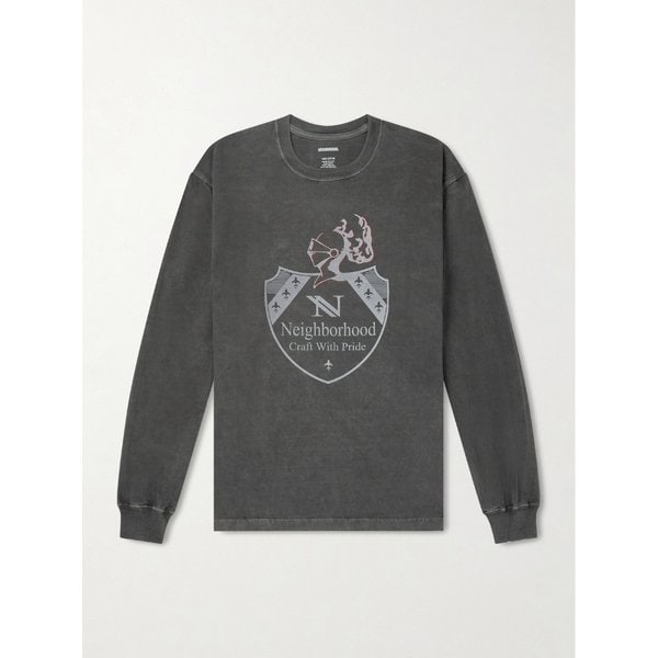 네이버후드 로고 프린트 피그먼트 다이 코튼 저지 티셔츠 46376663162915517