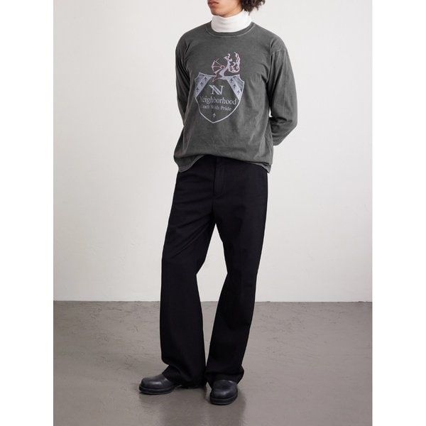 네이버후드 로고 프린트 피그먼트 다이 코튼 저지 티셔츠 46376663162915517