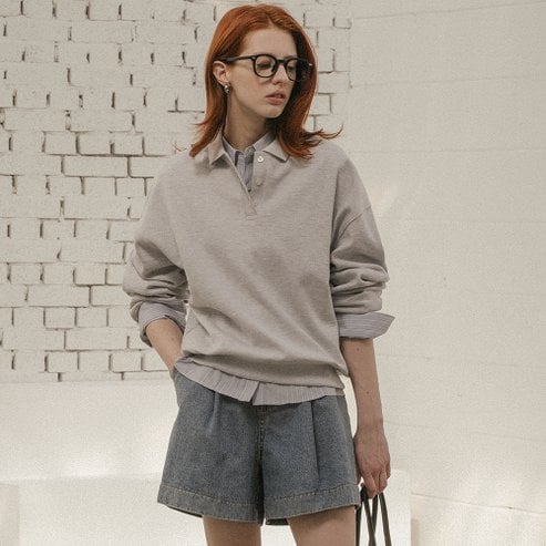 노운베러 Basic collar pk longsleeve T-shirt_Light gray