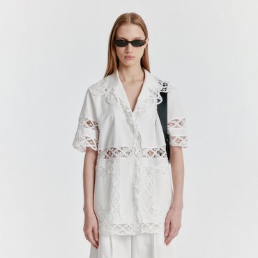 EENK YOMITA Short Sleeve Lace-trim Shirt - White